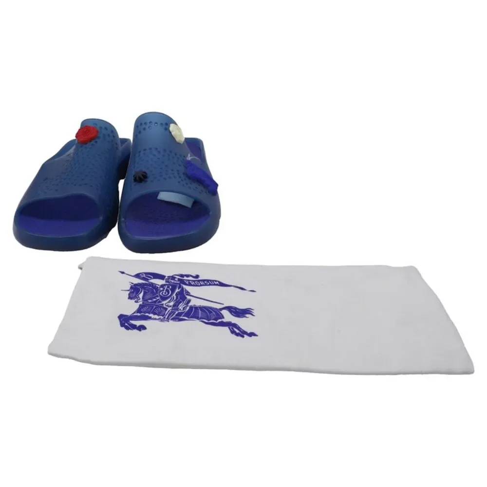 Burberry Stingray Charm-Embellished Slide Sandals in Blue Rubber